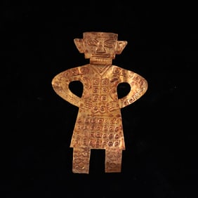 Solid Gold Carved Man Shape Ornament