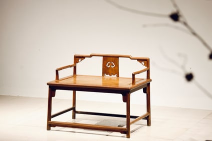 Huanghuali Wood Carved Reishi Mushroom Pattern Chair