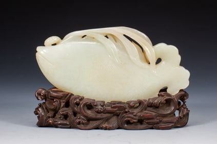 Jade Carved Fish Shape Ornament