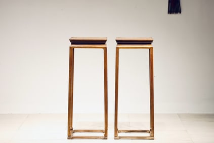 Pair of Huanghuali Wood Square Table