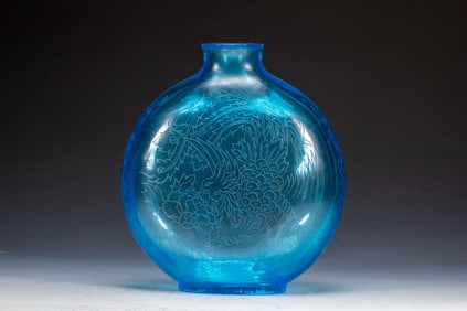 Glassware Carved Flower and Phoenix Pattern Snuff Bottle