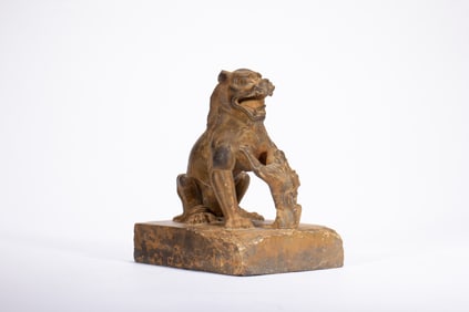 Grey Stone Carved Beast Shape Ornament
