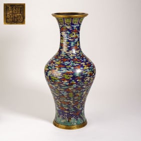 Bronze Cloisonne Carved Bat and Cloud Pattern Vase