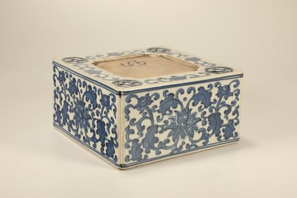 Blue and White Flower Branch Pattern Porcelain Ink Stone