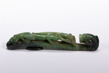 Jadeite Carved Dragon Belt Hook