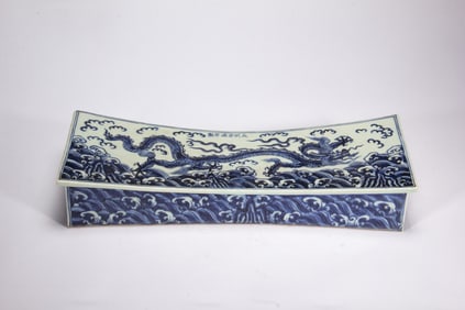 Blue and White Dragon Pattern Porcelain Pillow