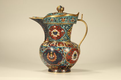 Bronze Cloisonne Carved Flower Pattern Pot