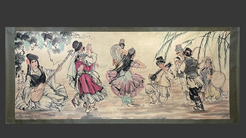 Chinese Drawing Character Story Painting,Huang Zhou Mark