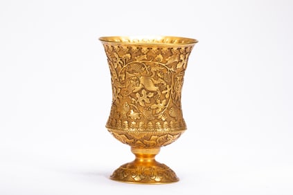 Gilt Silver Carved Flower and Beast Pattern Cup