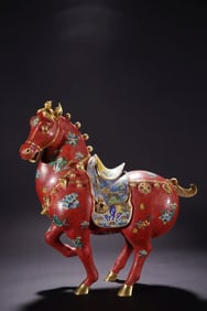 Bronze Cloisonne Carved Horse Shape Figure