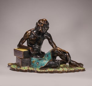 Bronze Cloisonne Carved Arhat Shape Figure