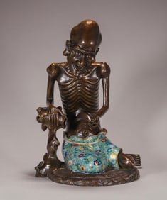 Bronze Cloisonne Carved Arhat Shape Figure