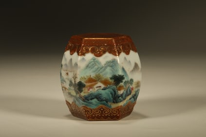 Famille Rose Landscape Pattern Porcelain Paper Weight