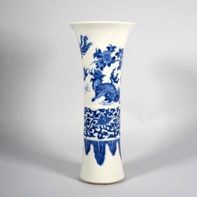 A BLUE AND WHITE 'QILIN AND PHOENIX'HU