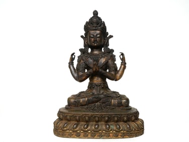 A BRONZE FIGURE OF BUDDA