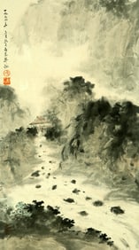 A CHINESE HAND PAINTING,FU BAOSHI MARK
