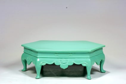 A TURQUOISE-ENAMELLED HEXAL STAND