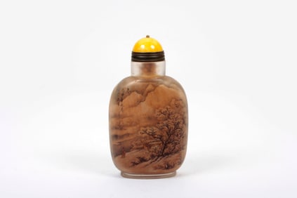 A CRYSTAL 'LANDSCAPE' SNUFF BOTTLE