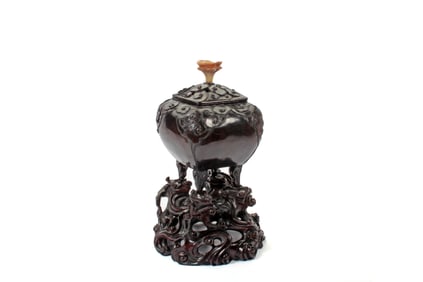 A ZITAN 'RUYI'INCENSE BURNER