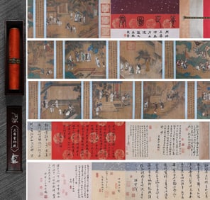 A CHINESE LONG SCROLL HAND PAINTING,LIU SONGNIAN MARK