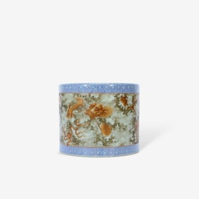 A QING YONGZHENG MARK 'DRAGON AND CLOUD' BRUSHPOT