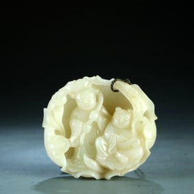 A HETIAN JADE 'GODS OF HE-HE'CARVING