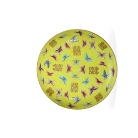 A TONGZHI MARK YELLOW GLAZED 'BUTTERFLY'DISH