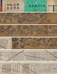 A CHINESE LONG SCROLL HAND PAINTING,CHEN RONG MARK