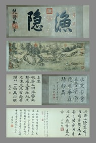 A CHINESE LONG SCROLL HAND PAINTING,LI CHENG MARK