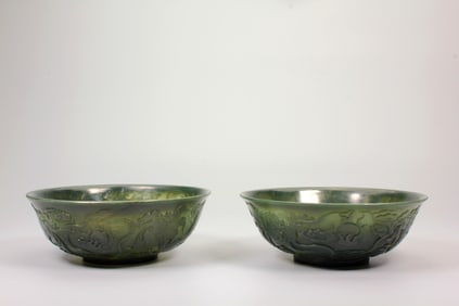 A PAIR OF HETIAN JADE BOWLS