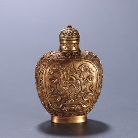 Gilt Bronze Carved Flower Pattern Snuff Bottle