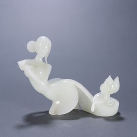 Jade Carved Beauty Shape Ornament