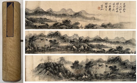 Chinese Drawing Landscape Hand Scroll,Huang Binhong Mark