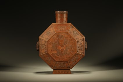 Bamboo Carved Dragon and Eight Treasure Pattern Vase