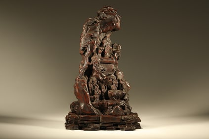 Agarwood Carved Character Story and Landscape Shape Ornament