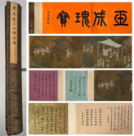 Chinese Drawing Character Story Hand Scroll,Tang Yin Mark