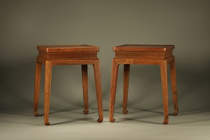 Pair of Huanghuali Wood Square Table