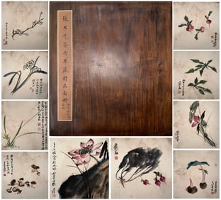 Chinese Drawing Lotus Flower Painting Album,Zhang Daqian Mark