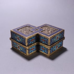 Bronze Cloisonne Carved Flower and Cloud Pattern Lid Box