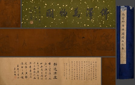 Chinese Drawing Character Story Hand Scroll,Ma Yunqing Mark