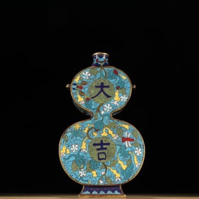 Bronze Cloisonne Carved Gourd Pattern Gourd Shape Vase