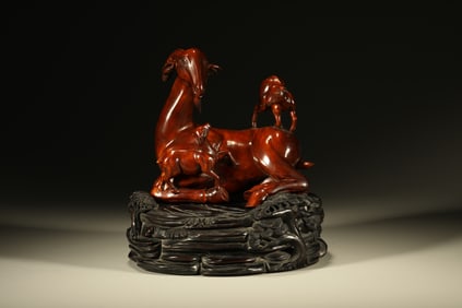 Boxwood Carved Ram Shape Ornament