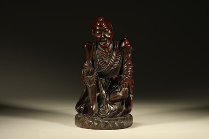 Red Sandalwood Carved Arhat Ornament