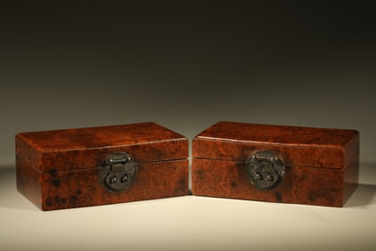 Pair of Huanghuali Wood Lid Box