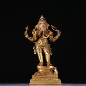 Gilt Bronze Ganesha Figure