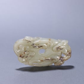 Jade Carved Chi Dragon Pattern Bi