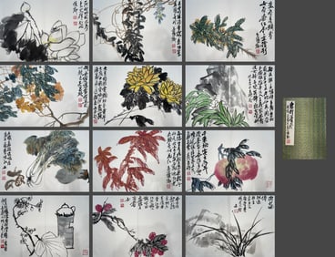 Chinese Drawing Flower Painting Album,Wu Changshuo Mark