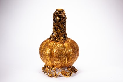 Gilt Bronze Carved Flower Pattern Vase