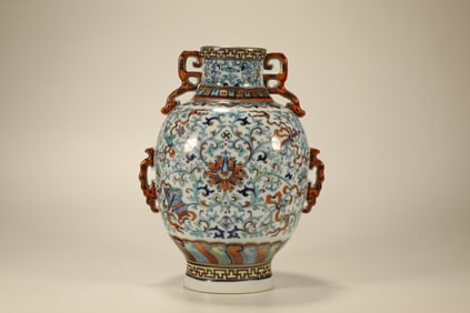Doucai Flower and Eight Treasure Pattern Porcelain Vase