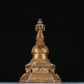 Gilt Bronze Carved Beast Pattern Pagoba